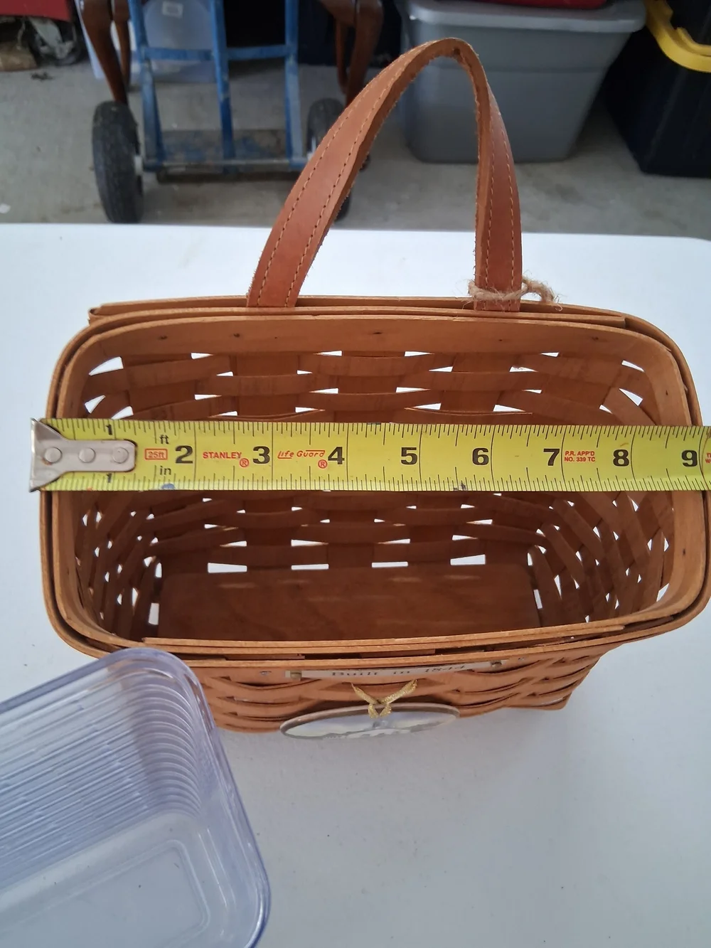 Longaberger 2006 Handwoven Basket,protector with Decorative Church Tie On